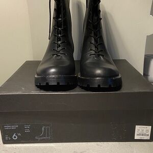 J. Crew Black Refined Leather Lace Up Boots